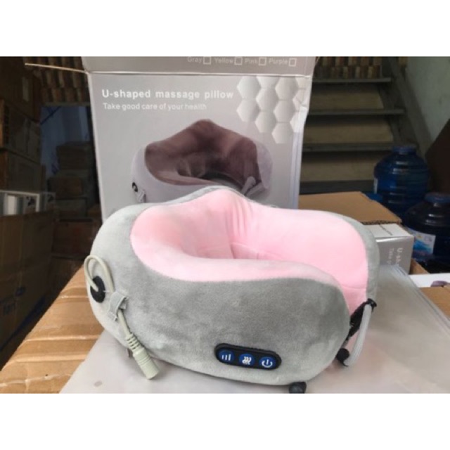 Gối Massage cổ mẫu mới vải lông mềm siêu êm U-Uhaped Massage Pillow