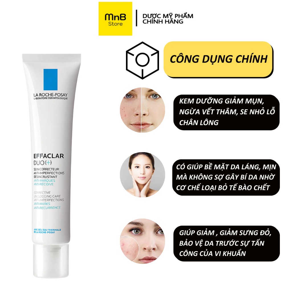 La Roche Posay Effaclar Duo Kem Dưỡng Giảm Mụn, Ngừa Thâm, Thông Thoáng Lỗ Chân Lông 40ml