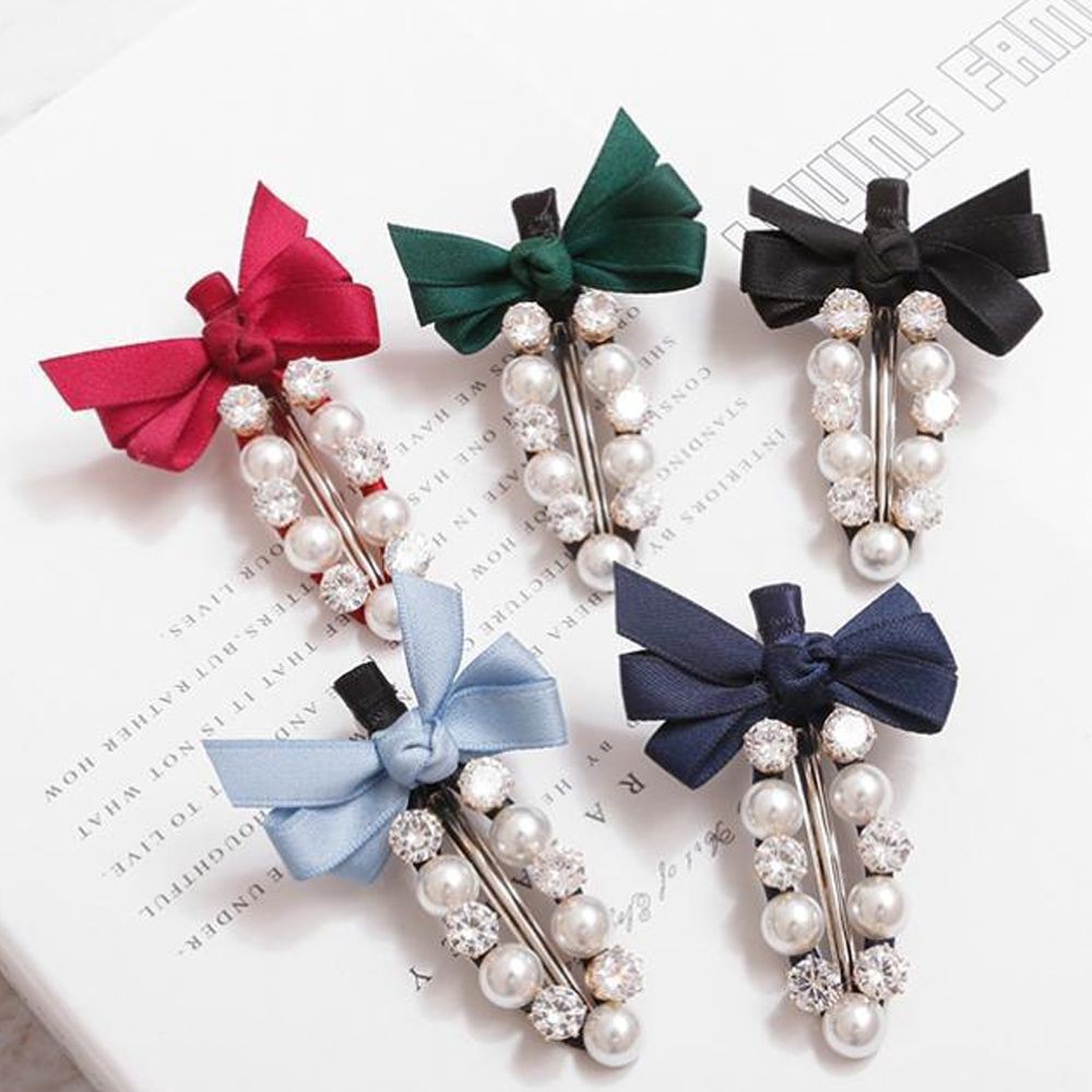 Kẹp tóc ngắn đính đá và ngọc trai