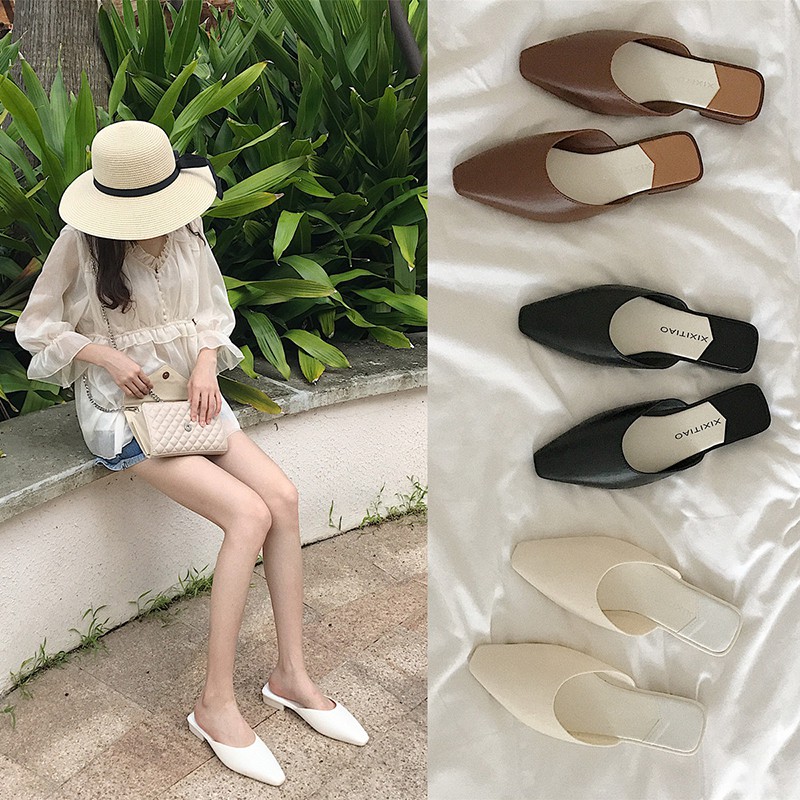 Dép nữ sandal nữ đế bệt kiểu mules hàn quốc đẹp thời trang sành điệu đủ màu đủ size dieuphan