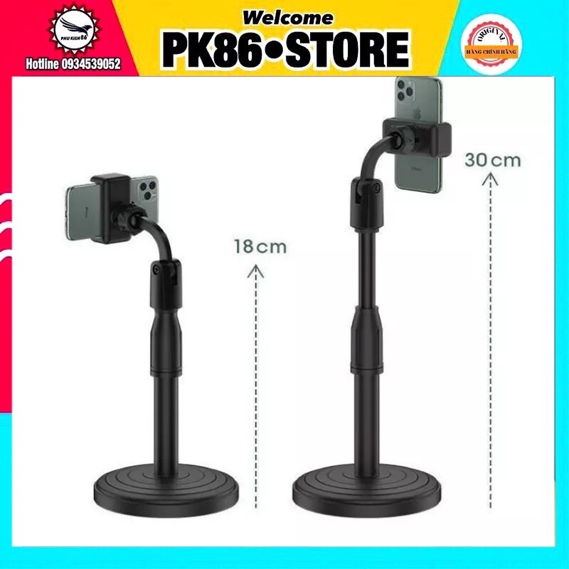 Gậy chụp ảnh, giá đỡ điện thoại, cây livestream Tripod chân tròn để bàn 1 kẹp GDT132