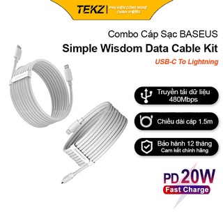 Combo 2 Cáp Sạc Type-C To Lightning Baseus Simple Wisdom Data Cable Kit PD 20W Hỗ Trợ Sạc Nhanh iPhone 12/12Pro