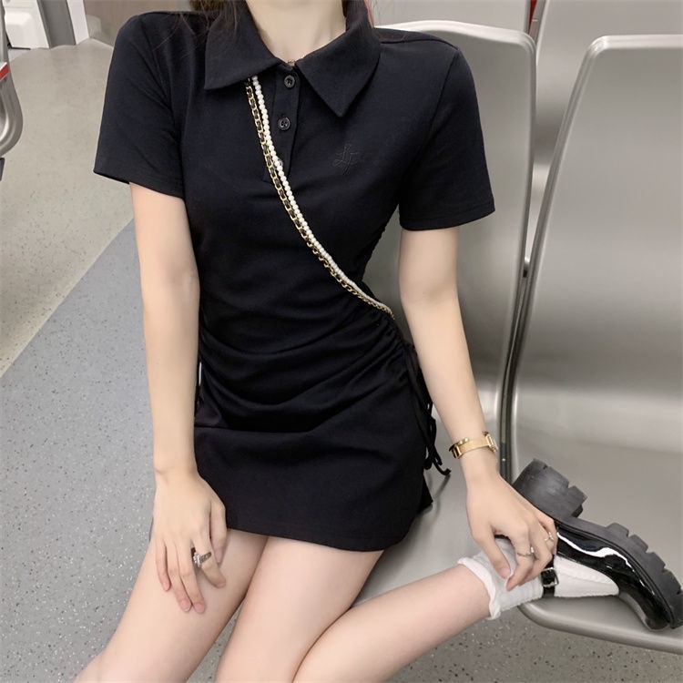 Đầm polo Tay Ngắn Dáng Ôm Thời Trang Hàn Quốc Quyến Rũ Cho Nữ