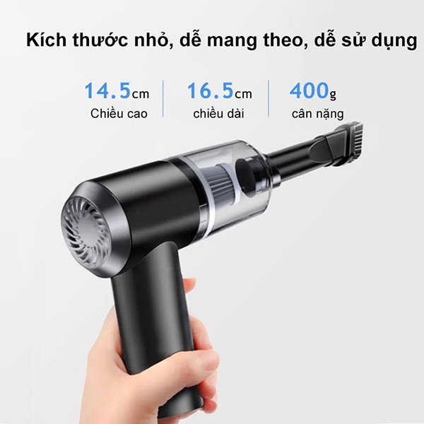 Máy Hút Bụi Cầm Tay Không Dây Công Suất 120W - 9000Pa Hút Bụi Ô Tô, Nhà Cửa Và Các Ngách Nhỏ Siêu Sạch