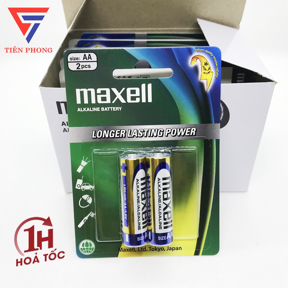 Pin tiểu AA (xanh) Alkaline Maxell vỉ 2 viên - Giá tốt nhất thị trường