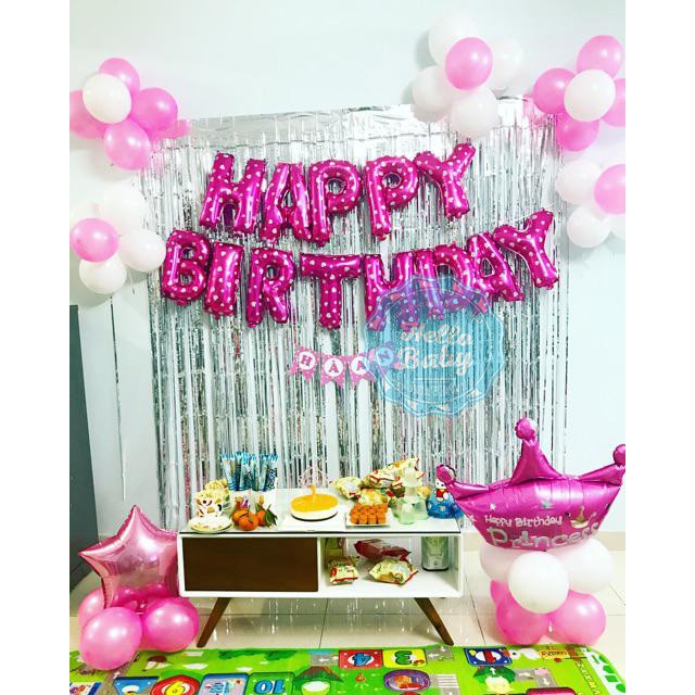 Combo trang trí sinh nhật Bóng chữ Happy Birthday + Bóng hình (Tùy ý mix màu)