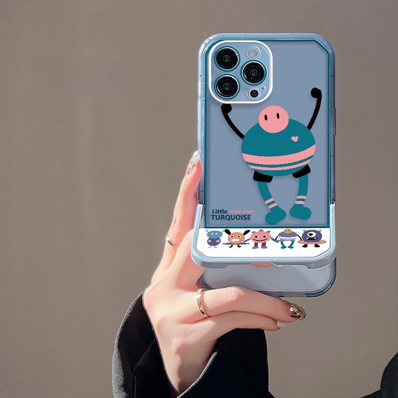 Ốp Điện Thoại Có Giá Đỡ Hình Quái Vật Dễ Thương Cho iPhone 13 12 11 Pro Max X XS Max XR 6 7 8 Plus
