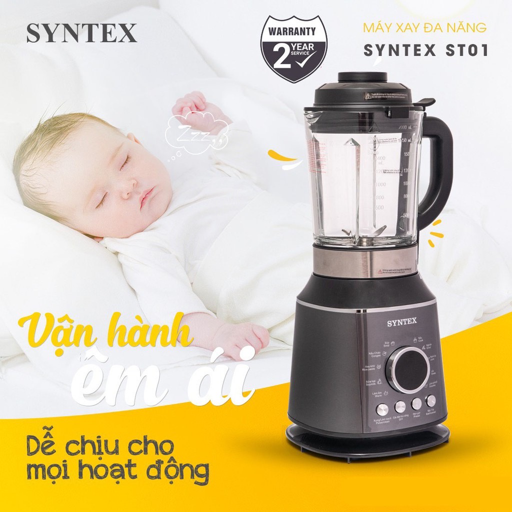 Máy xay nấu sữa hạt đa năng Syntex ST01 dung tích 2 lít công suất 800W bảo hành 24 tháng tặng bình thủy tinh