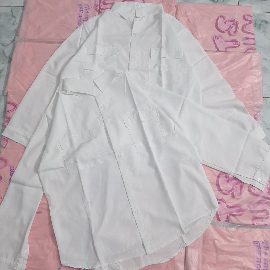 Áo sơ mi đi học TAY DÀI nữ SAM CLO phong cách ulzzang form freesize dáng rộng unisex mặc cặp, nhóm, couple TRƠN