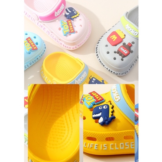 Dép cross Xăng đan Bệt Màu Trơn In Hoạt Hình Thời Trang Mùa Hè Crocs Cho Bé Trai & Gái