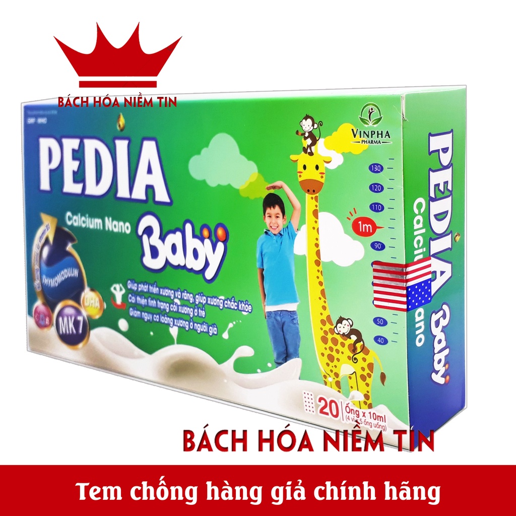 Siro bổ sung canxi cho bé PEDIA Calcium Nano Baby - bổ sung canxi, vitamin D3, K2, DHA, giúp phát triển chiều cao