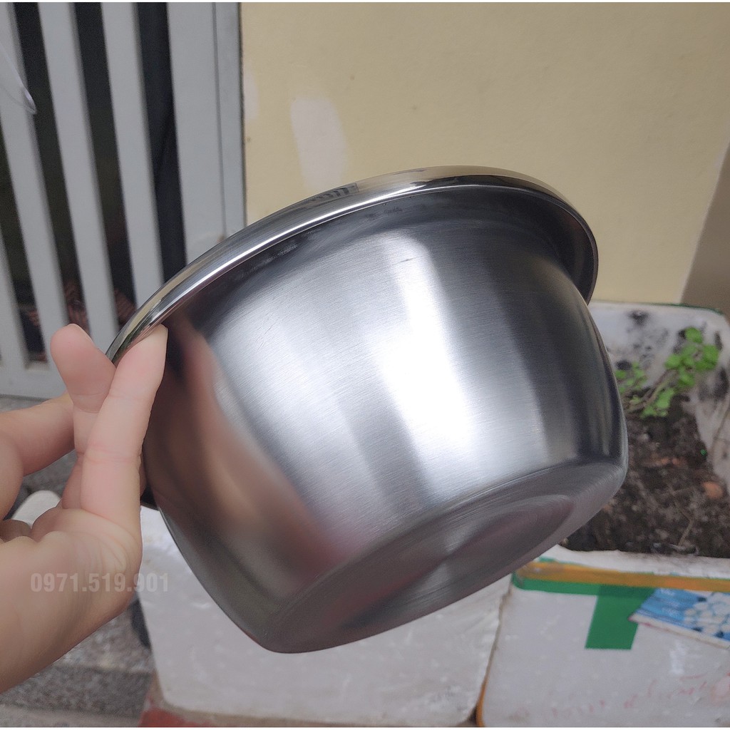 Thau âu trộn bột inox cao cấp nhập khẩu (loại dày đẹp 22cm)