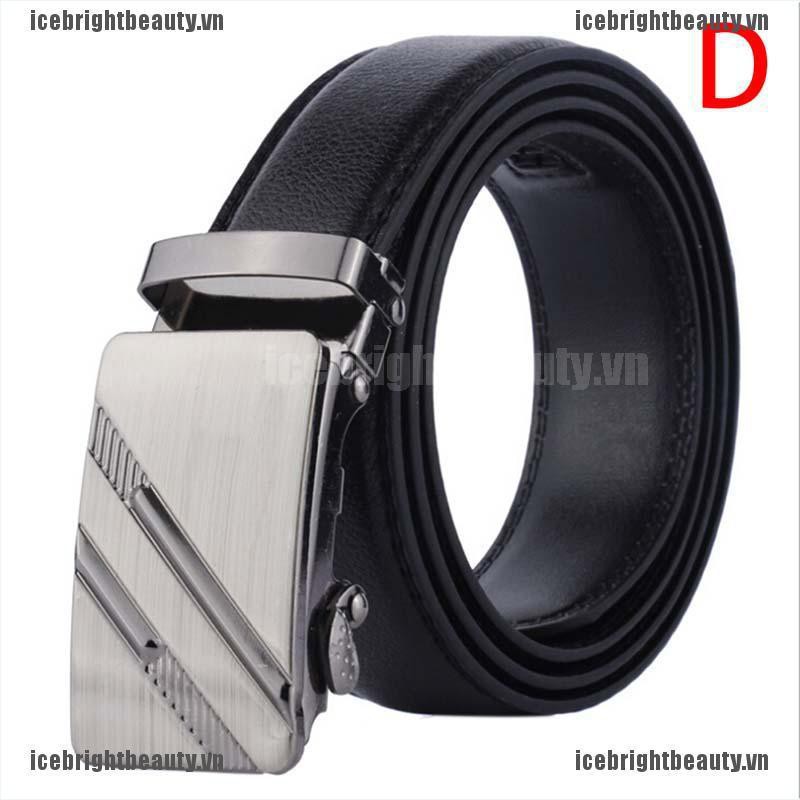 Thắt Lưng Da Màu Đen Có Khóa Tự Động Thời Trang Công Sở Cho Nam