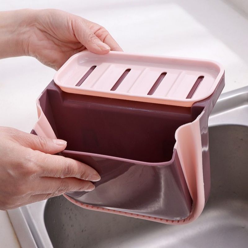 Rổ Lọc Rác Bồn Rửa Chén Bát Kèm Đựng Đồ Rửa Chén Bát  Gấp Gọn Tiện Dụng