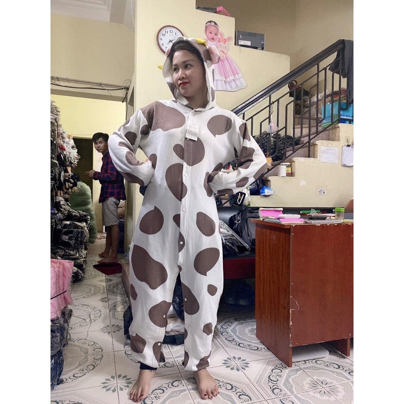 bộ ngủ đông liền bò sữa chất nỉ kèm ảnh thật