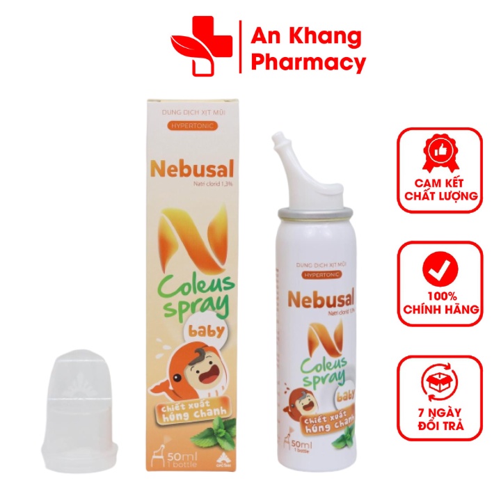 Xịt Mũi Nebusal Spray Húng Chanh - Giảm Nghẹt Mũi Và Sổ Mũi
