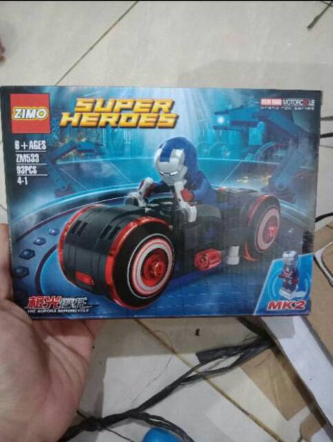 Mô Hình Lego Nhân Vật Siêu Anh Hùng Người Sắt Lái Xe Mô Tô