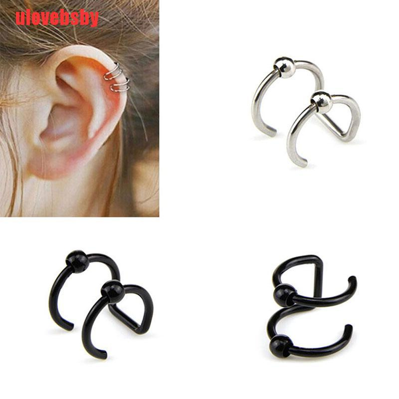 [ulovebsby]Crystal Non-Piercing Clip On Ear Stud Cuff Wrap Hoop Earrings Cartilage Gift