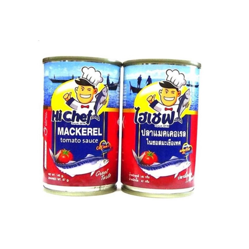 Combo 5 hộp Cá Mồi Sốt Cà Hichef Mackerel Thái Lan 145 gram