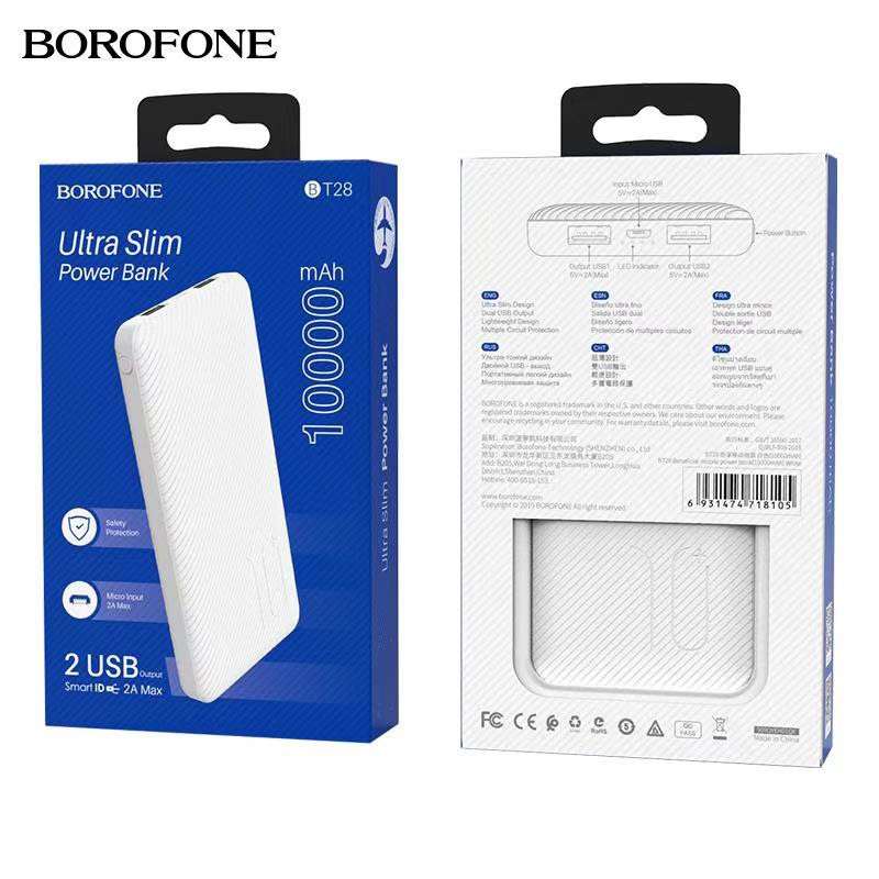 [Chính Hãng] Pin Dự Phòng Borofone BT28 10000mAh - 2 Cổng Ra 2A, Công Tắc Tắt Bật Tiện Lợi