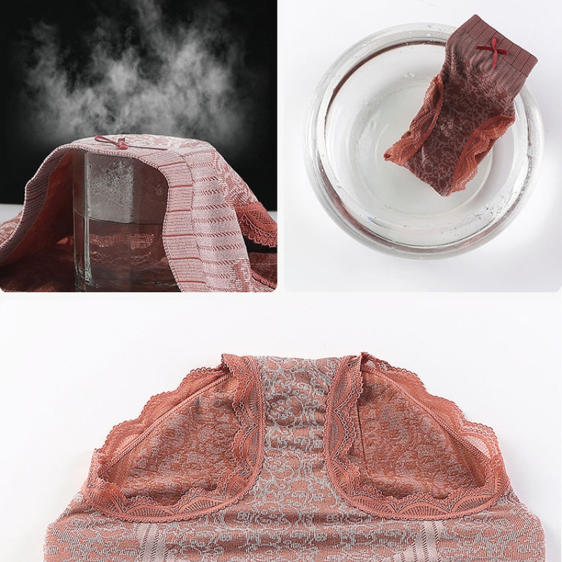 Quần Lót cotton Phối Ren Không Đường May Kháng Khuẩn Lưng Cao Thời Trang Nữ