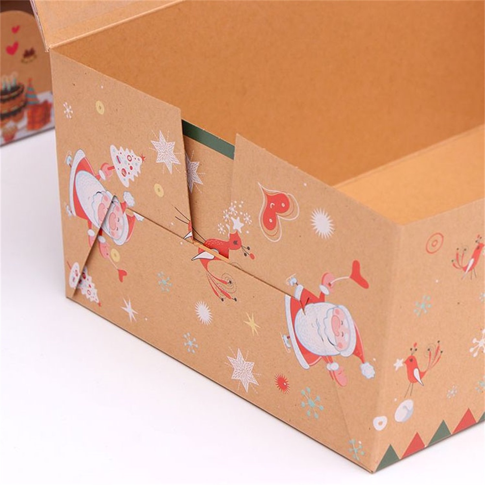 Set 3 Hộp Giấy Kraft Đựng Bánh Kẹo Làm Quà Giáng Sinh