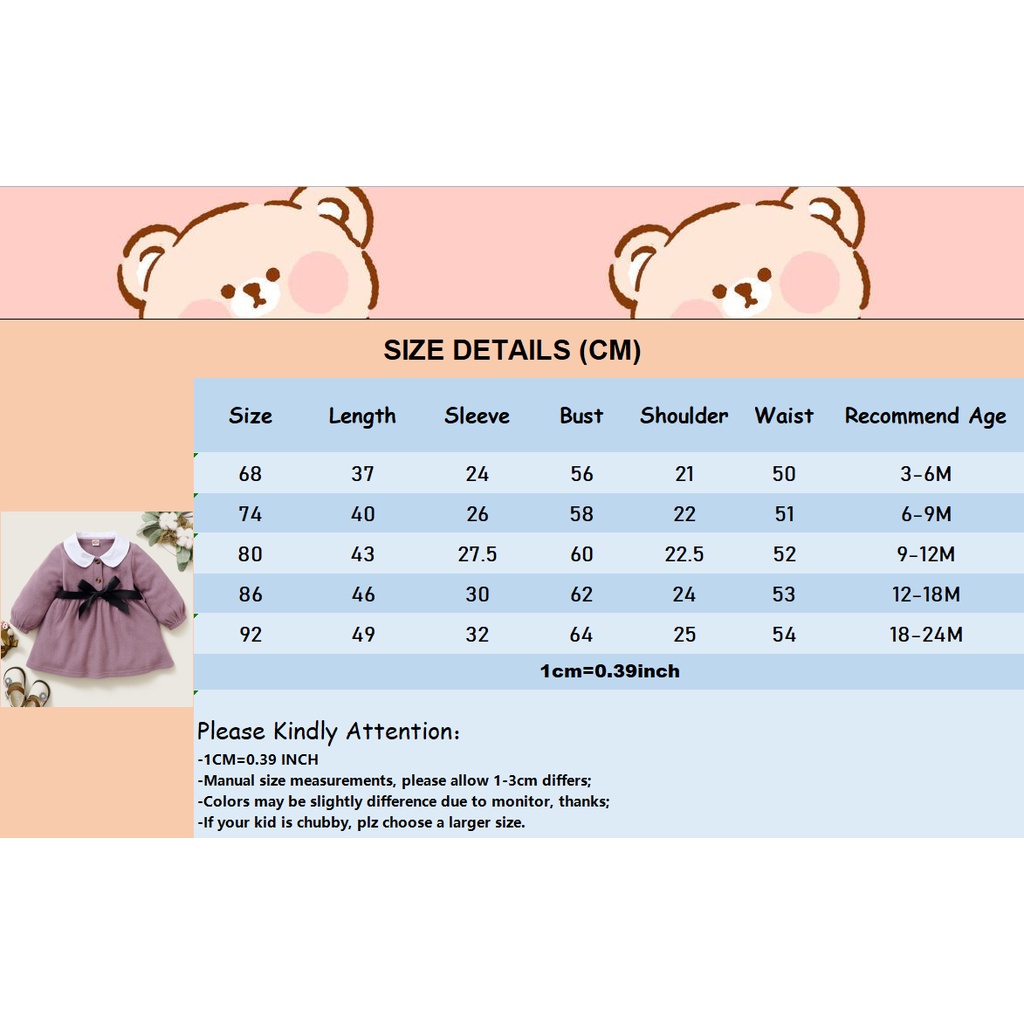 Đầm MIKRDOO dáng chữ A tay dài cổ peter pan dễ thương dành cho bé gái 0-2 tuổi