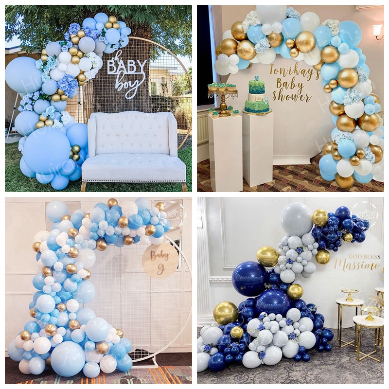 Màu xanh chủ đề loạt bong bóng vòng hoa đặt sinh nhật đám cưới