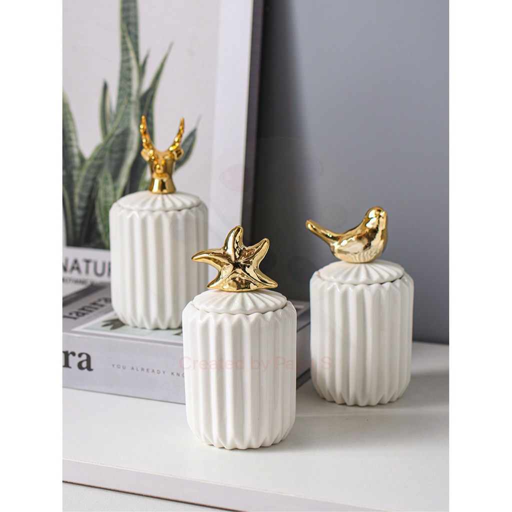 Hộp đựng tăm bông gốm sứ Decor12