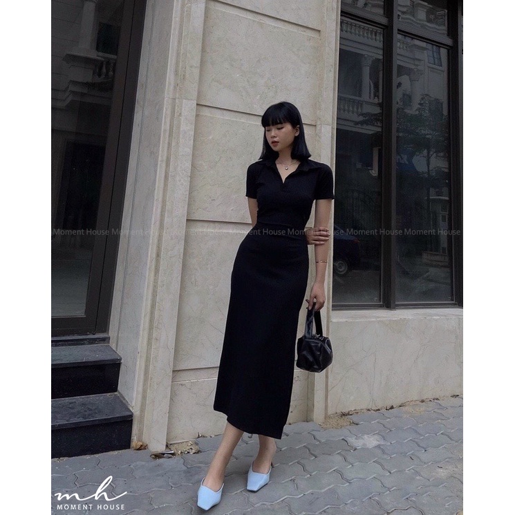 VÁY BODY CỔ SƠ MI CUT OUT LƯNG