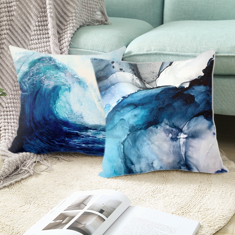1 Áo Gối Hình Vuông Màu Xanh Đậm Kích Thước 45x45cm