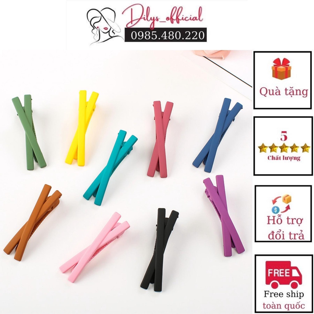 Kẹp Tóc Chữ X Màu Trơn Kẹp Mái Nữ Nhiều Màu Đáng Yêu Dilys