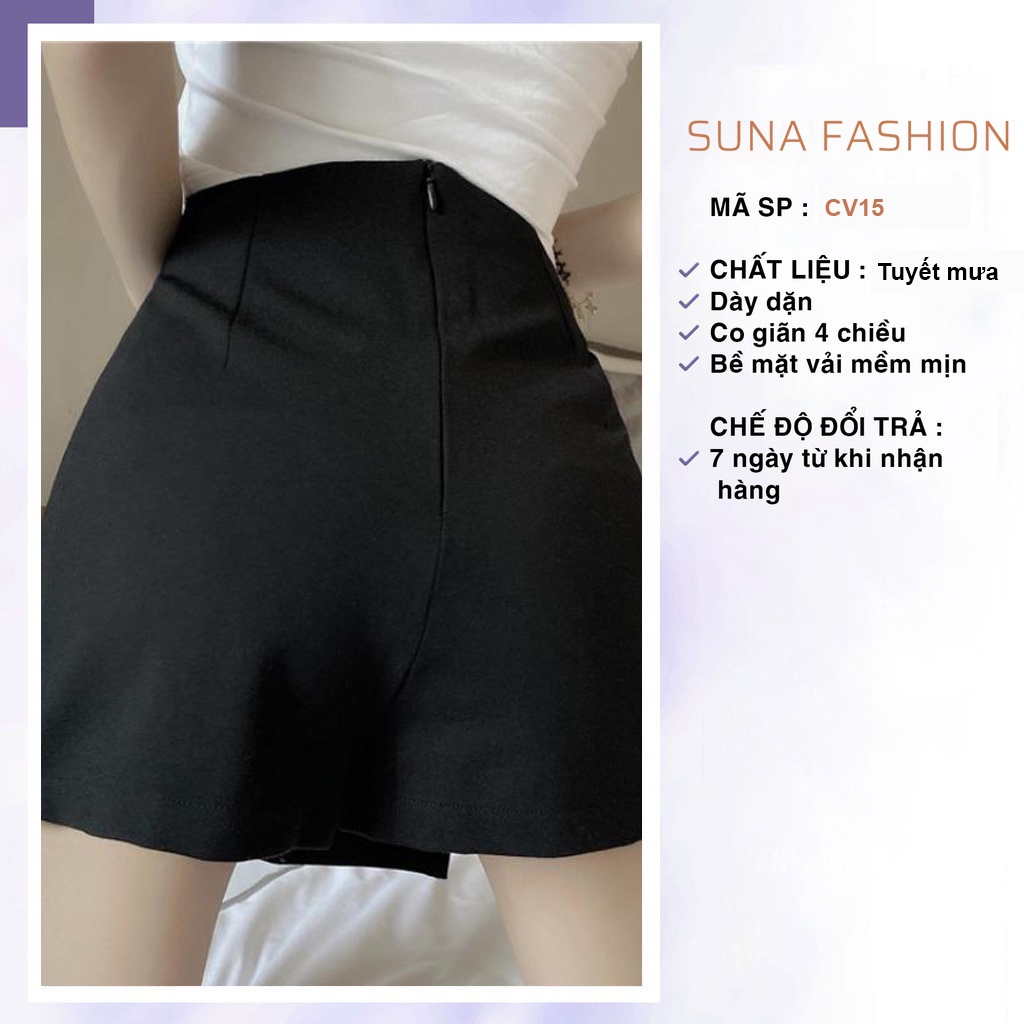 Chân váy chữ A xẻ tà hai bên cạp cao ôm dáng quần may trong dày dặn SUNA FASHION