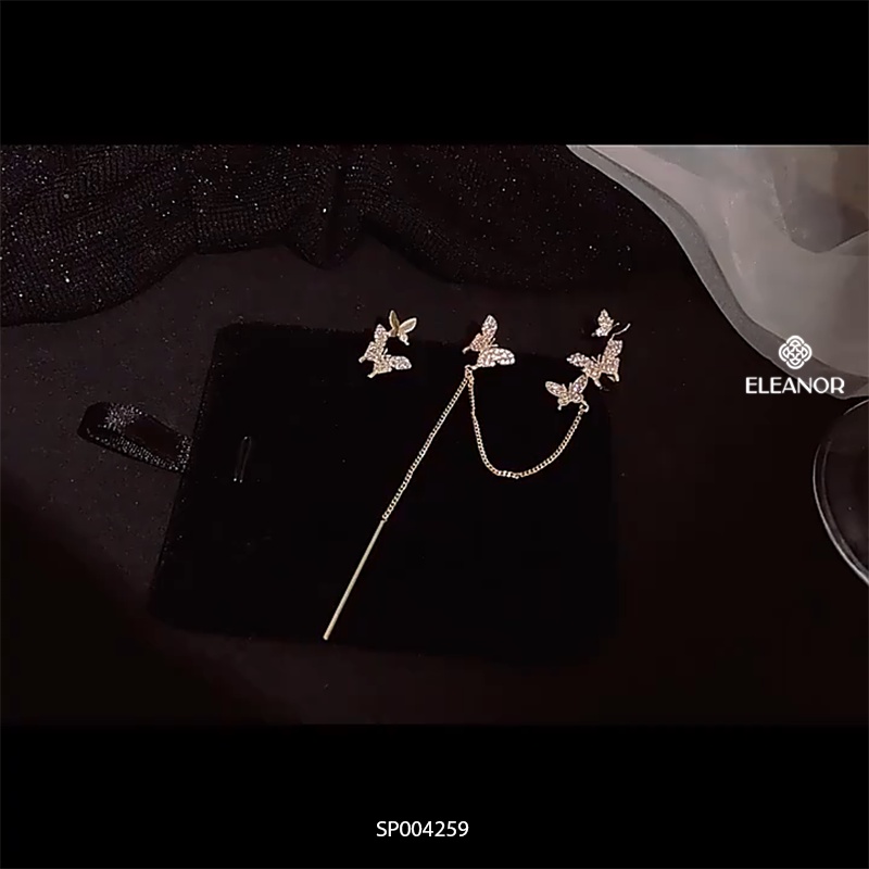 Bông tai nữ gắn vành Eleanor Accessories cá tính hình bươm bướm phụ kiện trang sức 4259
