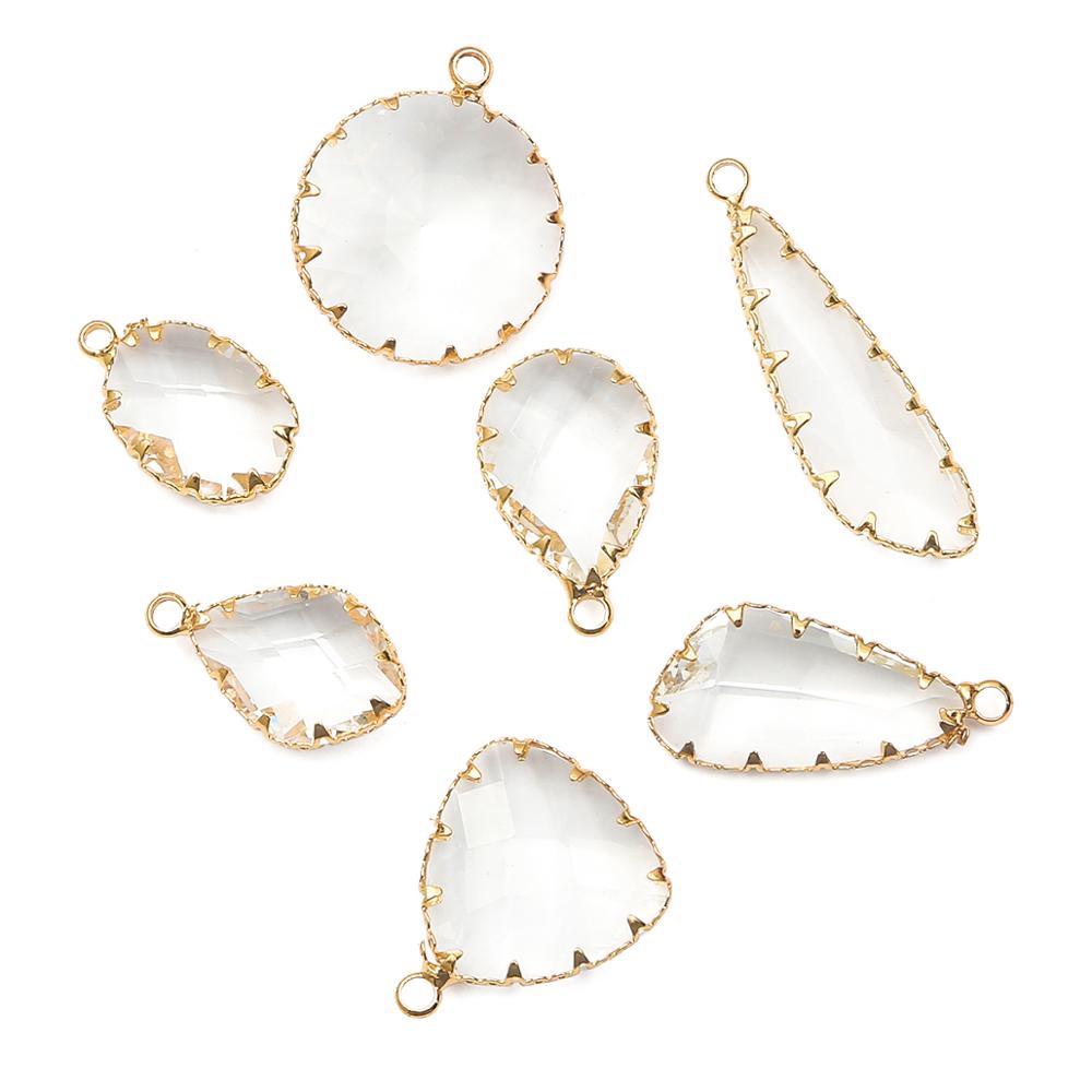 Mặt đá pha lê thủy tinh nhiều hình làm trang sức thủ công