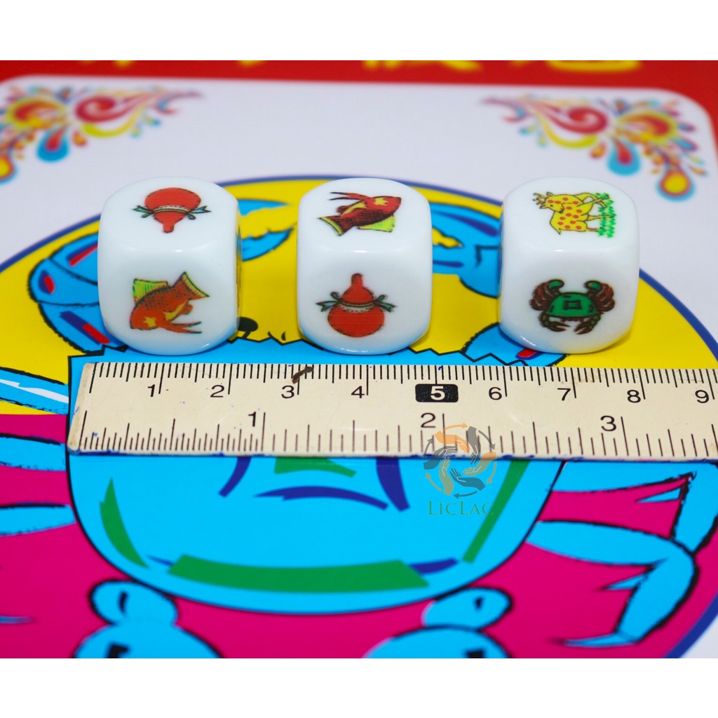 [Có VIDEO] Bộ đồ chơi Bầu Cua ( Bàn Nhựa + 3 Xúc Xắc Đá ) sản xuất tại Việt Nam, Đồ chơi trẻ em Boardgame