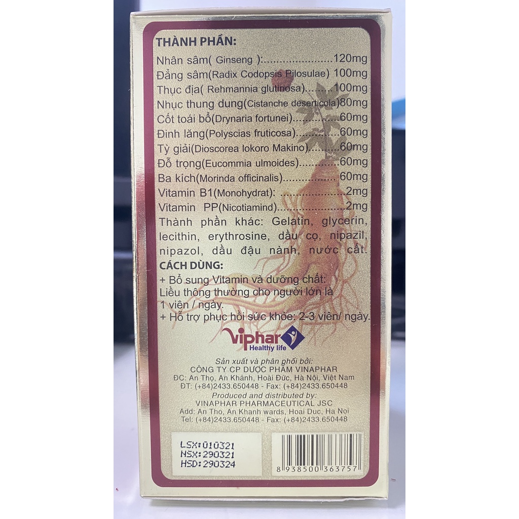 Homtamin Ginseng.Bổ Sung Vitamin,Khoáng Chất Cho Người Lớn,Phụ Nữ Có Thai,Cho Con Bú