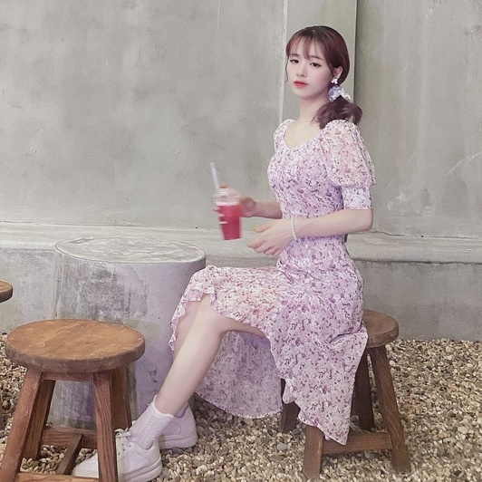 Đầm Hoa Nhí Tím Mộng Mơ