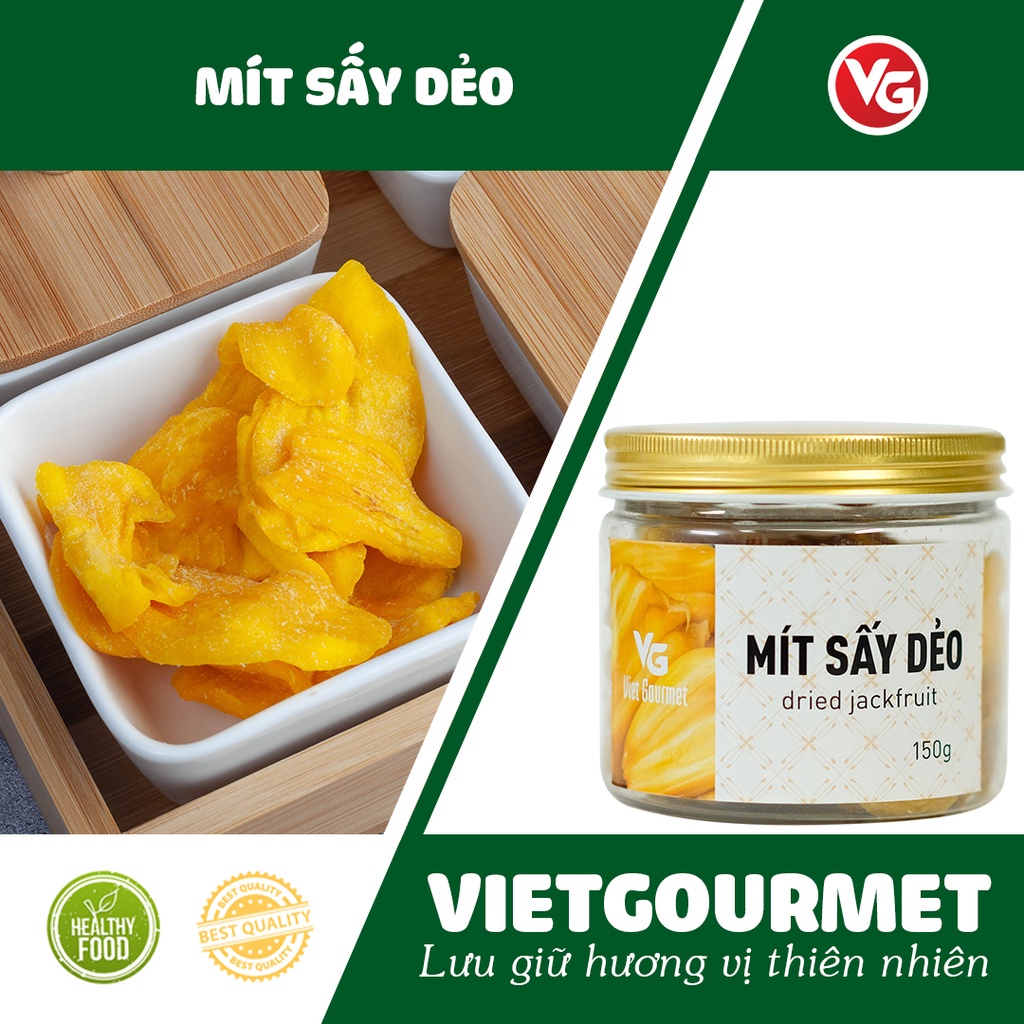 Mít sấy dẻo hàng xuất khẩu, Mít sấy nguyên vị thơm dẻo ngọt, Trái cây sấy dẻo Việt Nam đồ ăn vặt Vietgourmet