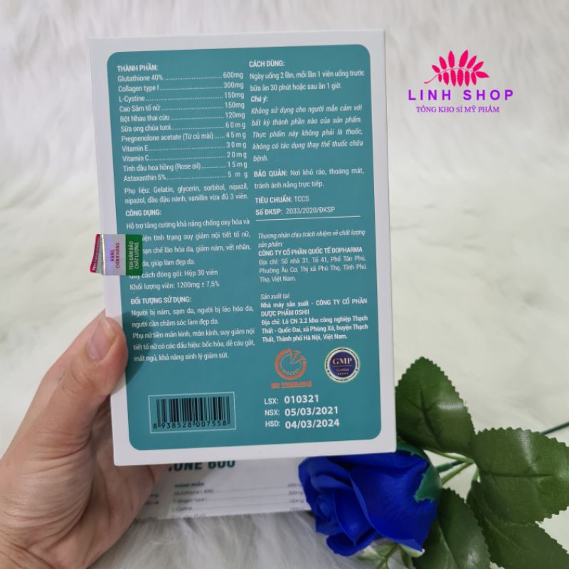 VIÊN UỐNG NÁM TRẮNG DA GLUTATHION 600 DR.LACIR (hộp 30 viên) | BigBuy360 - bigbuy360.vn