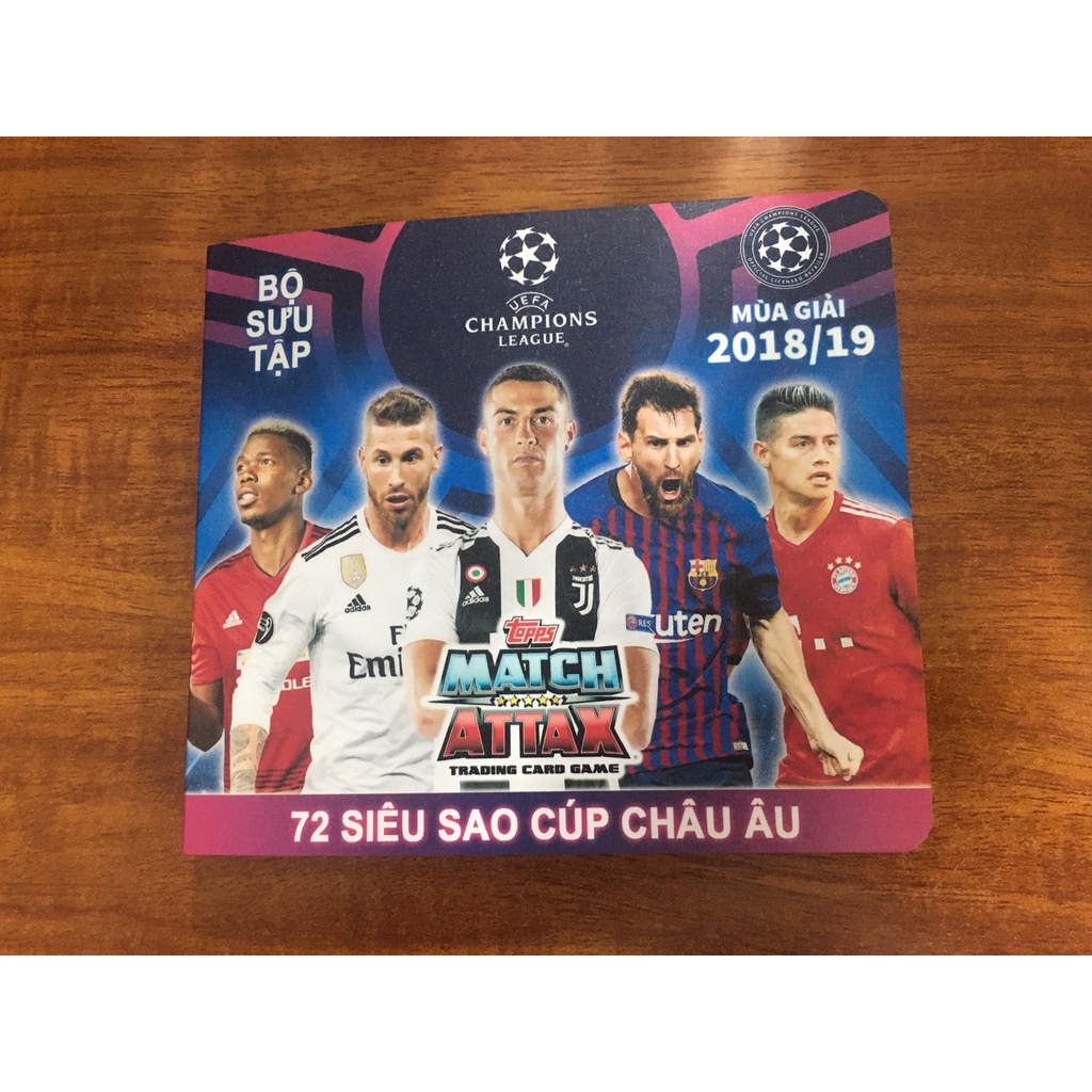 Bộ Sưu Tập 72 Thẻ Cầu In Album Match Attax 2018-19 Cúp Châu Âu