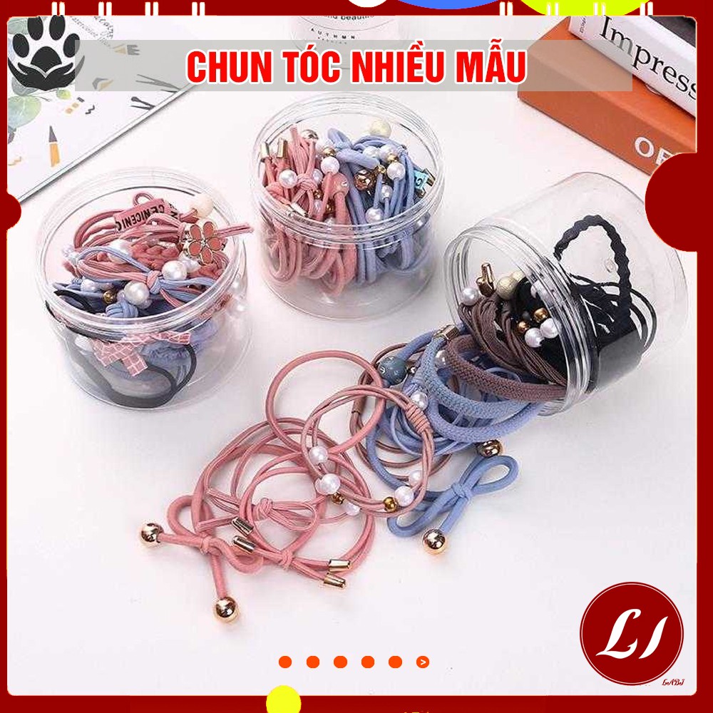 Hộp 12 Chun tóc mix nhiều mẫu đa dạng cho bạn nữ- ladobi