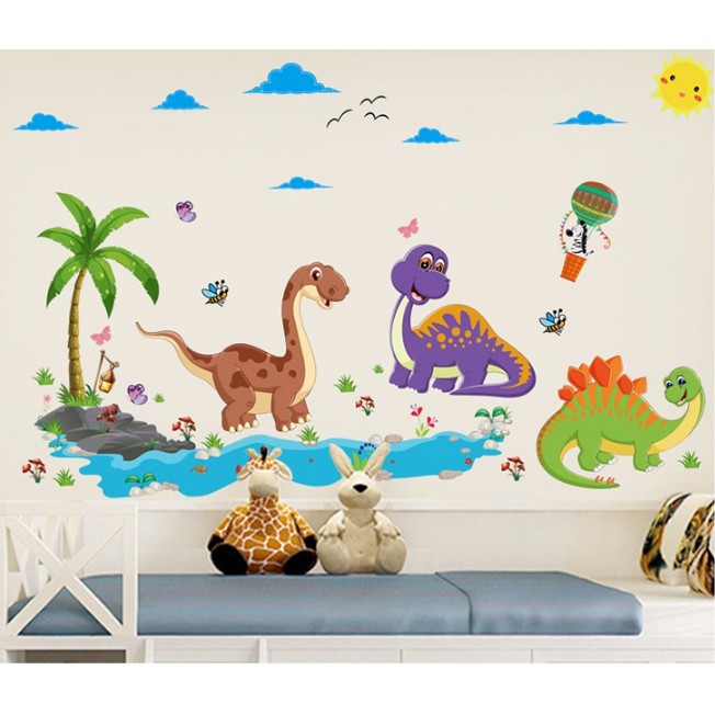 Decal trang trí 3 Chú Khủng Long đáng yêu