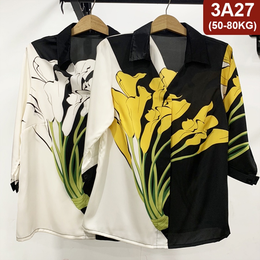 ROMI - ÁO SƠ MI TRUNG NIÊN BIGSIZE KIỂU ÁO KIỂU TRUNG NIÊN CỔ LÃNH TỤ ĐÍNH NÚT - THỜI TRANG TRUNG NIÊN 3A06 3A02 3A01