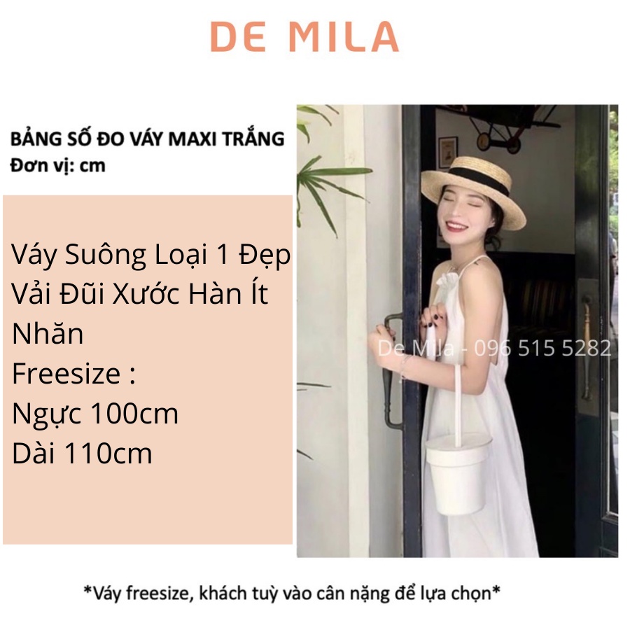 Đầm suông hai dây khoét lưng DE MILA Cao Cấp,Váy Trắng Maxi Cổ Yếm Hở Lưng 2 Lớp Đi Chơi Đi Biển Cực Đẹp- VTD47 | BigBuy360 - bigbuy360.vn