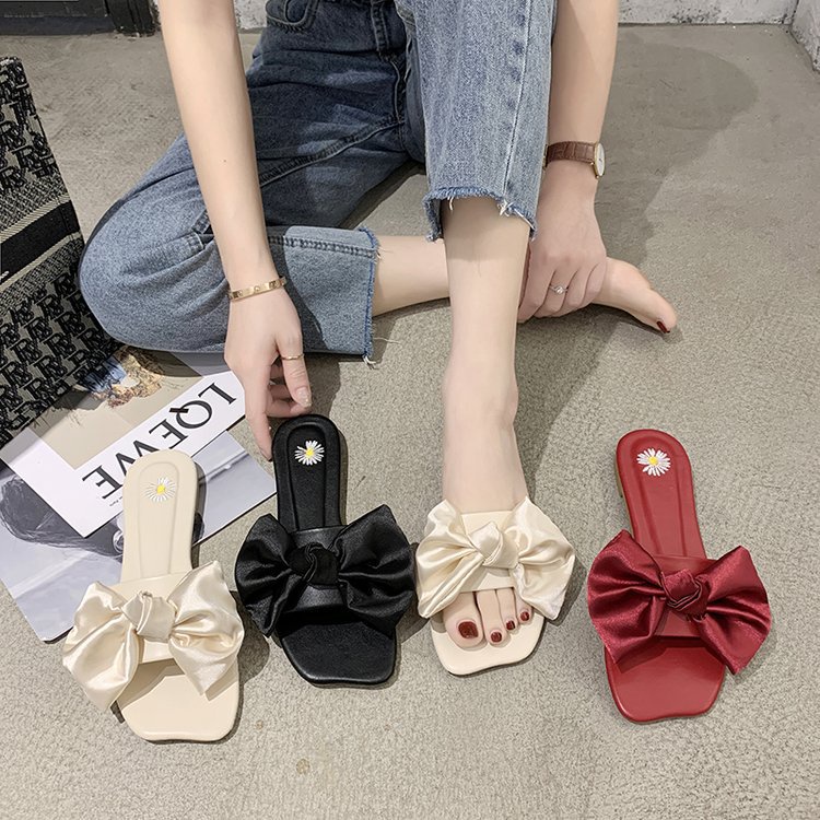 Qiaoyiluo Sandal Hở Ngón Đế Bằng Thắt Nơ Phong Cách Cổ Tích Thời Trang Mùa Hè Mới Dành Cho Bạn Nữ