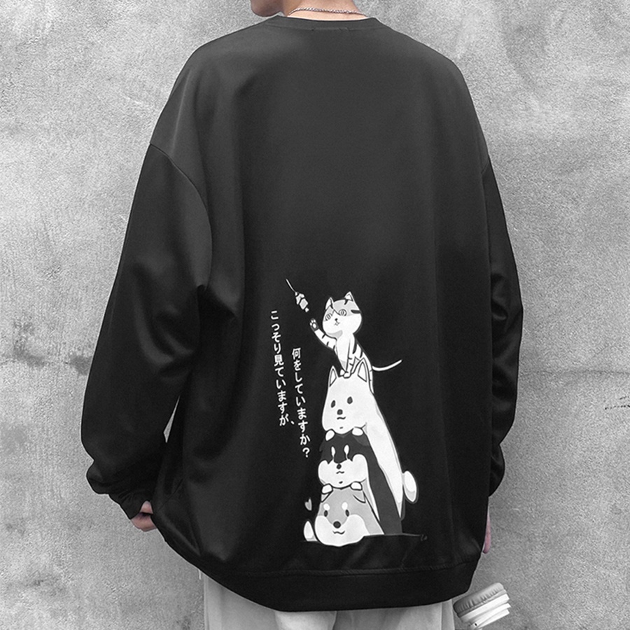 Áo dài tay Mèo Lưng NỈ BÔNG Unisex Phong Boutique Basic Sweater Ulzzang cặp đôi nam nữ form rộng oversize Hàn Quốc | BigBuy360 - bigbuy360.vn