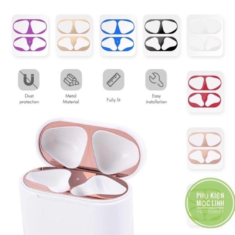AIRPODS 1 2 3 PRO Skin Miếng Dán Kim Loại Bảo Vệ Hộp sạc Tai Nghe airpod Tính Năng Chống Bụi Bẩn