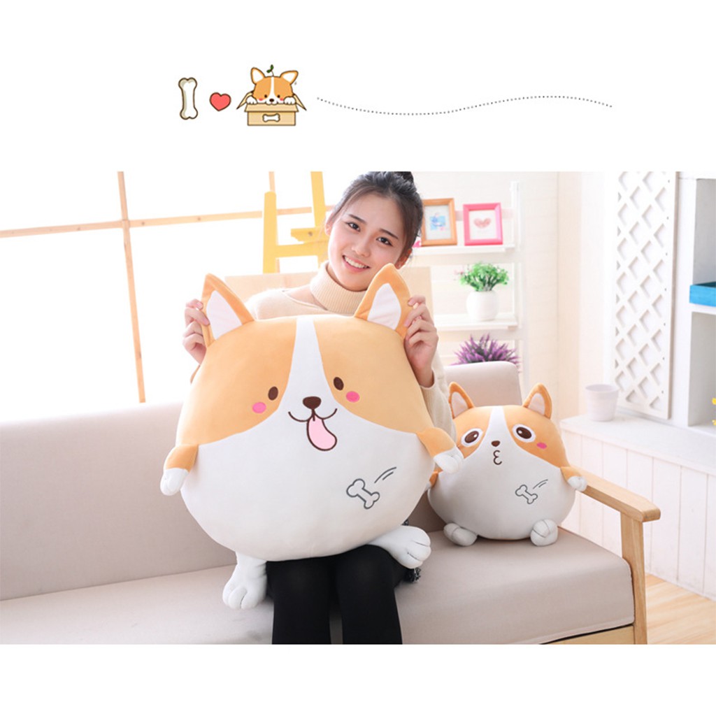 Gấu bông gối ôm chó corgi tròn siêu đẹp dễ thương,Gấu bông sang trọng, Đồ chơi thú bông