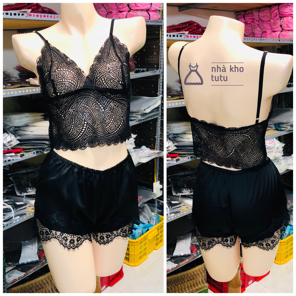 XẢ KHO SẬP SÀN - Siêu phẩm set đồ ngủ Satin lụa phối ren đẳng cấp S004 | BigBuy360 - bigbuy360.vn